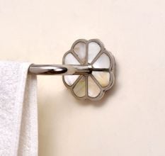 Silver Brass Mother of Pearl Bathroom Towel Bar